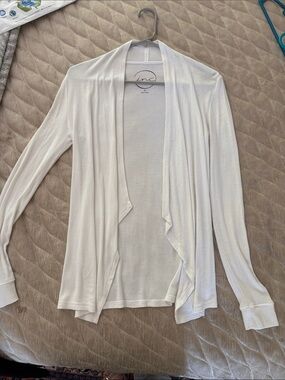 INC International Concepts White Open-Front Draped Cardigan